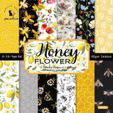 24pcs Scrapbook Paper Pads 6x6In Bee Single-Sided Decoupage DIY Crafts Journaling Supplies Gift Wrapping Album Decorative Paper