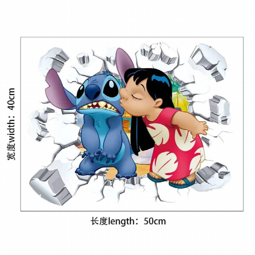 Stitch Cartoon Wall Stickers Childrens Bedroom Wall Stickers Graffiti Self-Adhesive PVC Glass Cabinet Stickers Home Decoration