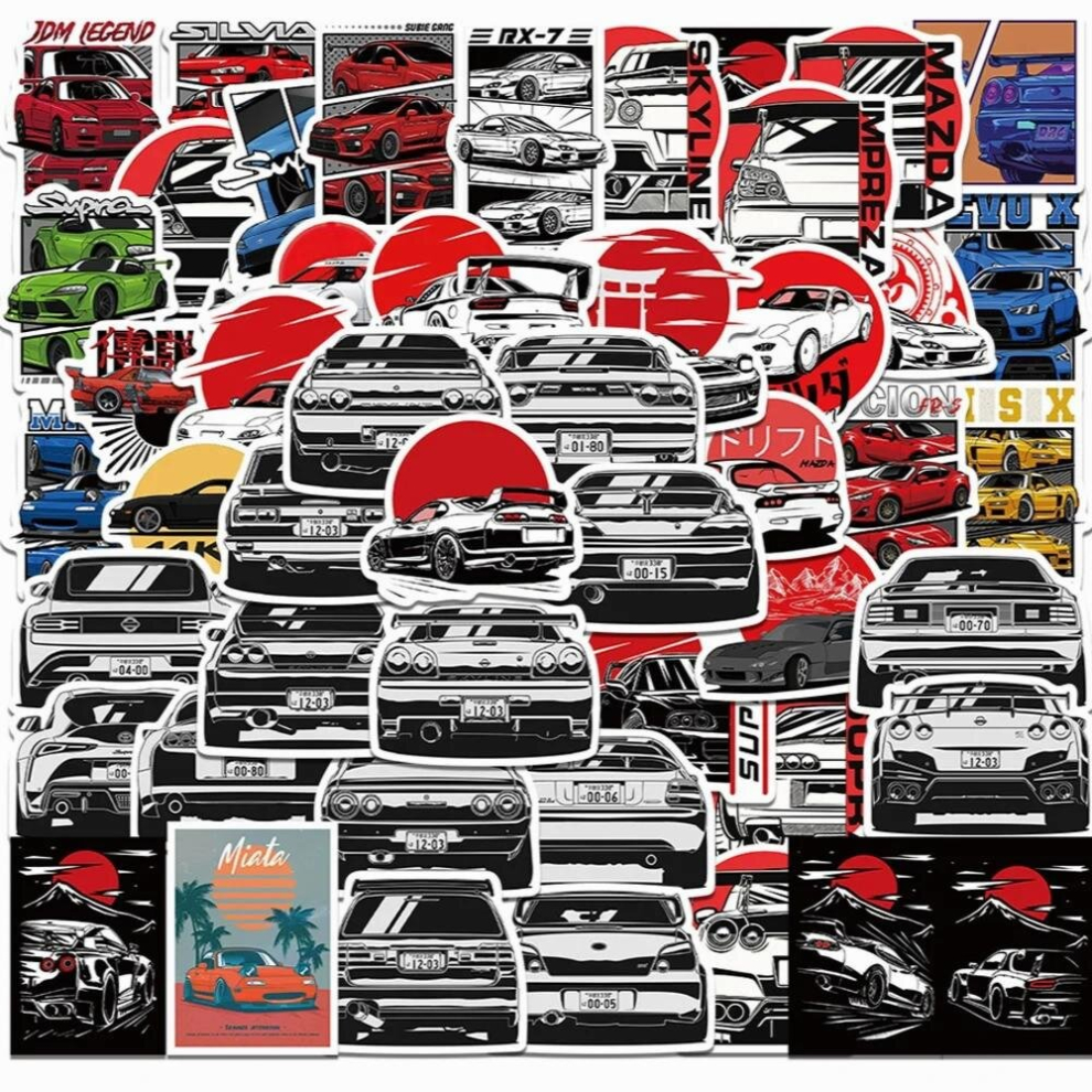 10/30/50Pcs Jdm Retrofit Racing Car Graffiti Stickers Skateboard Phone Laptop Helmet Bike Luggage Car Waterproof Sticker Decal 885678043586