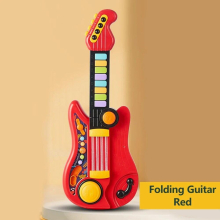 Kids Guitar Toy 2 In 1 Folding Musical Instrument Electronic Piano Brain-Training Educational Toys Birthday Gift for Girl Boy