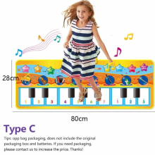 2 In 1 Piano Mat for Kids Piano Keyboard & Jazz Drum Music Touch Play Carpet Baby Toddlers Music Instrument Education Toys Gift