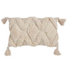 13 x 20 in. Tufted Diamond Lumbar Throw Pillow with Poly Filling, Ivory