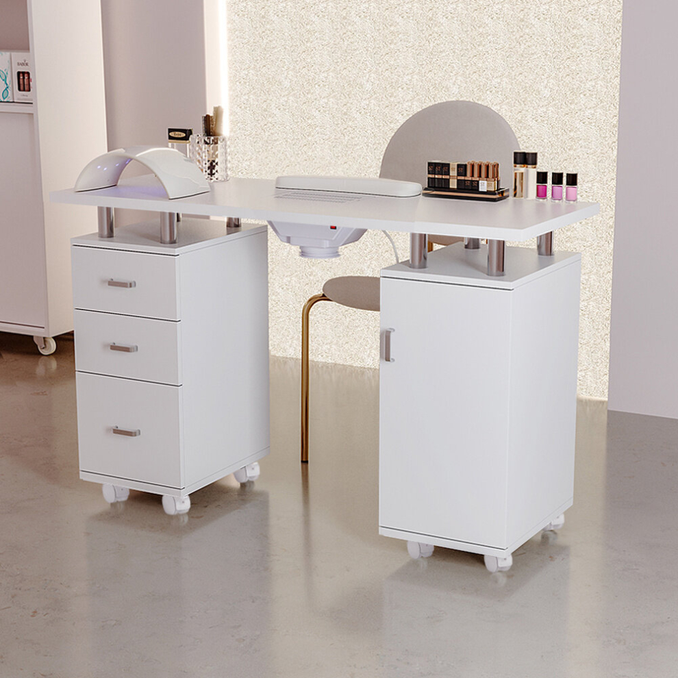 Living And Home Professional Manicure Table Nail Desk With Dust Collector White