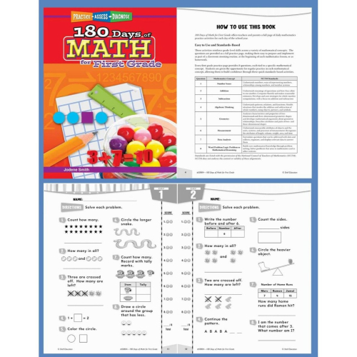 4books-180 Days of Math- Children Math Practice Workbook Learning Math book add subtract multiply divide for Kid 2