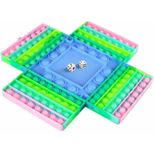 4 Players Chess Board Pop Fidget Toys with 2 Dices Big Size Bubbles Sensory Pop Game for Kids Adults Bubble Popper for Autism