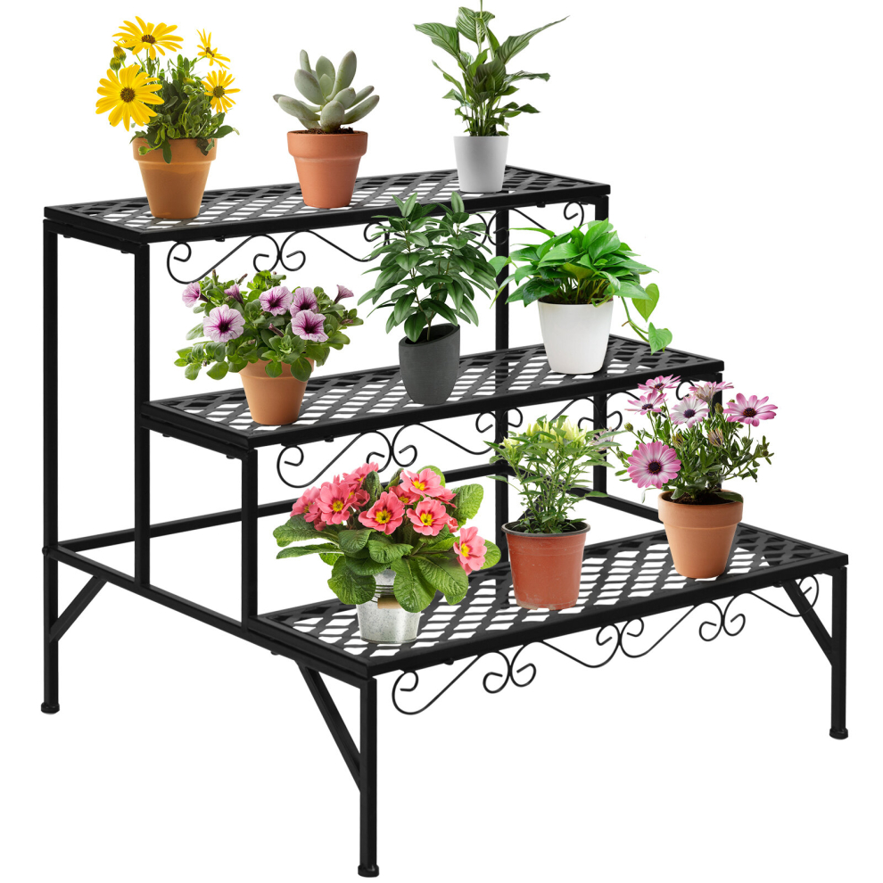 Costway 3 Tier Steel Plant Stand Ladder Flower Pot Rack Shoe Rack Display Organiser