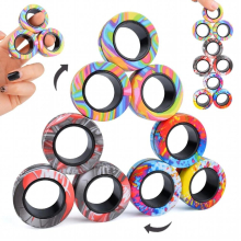 9pcs Magnetic Ring Fidget Spinner Toys Fingers Magnet Rings ADHD Stress Relief Magical Toys for Adult Kids Anxiety 3/9Pcs