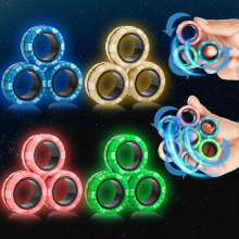 12Pcs Glow in Dark Magnetic Ring Fidget Spinner Toys Fingers Magnet ADHD Stress Relief for Adult Kids Anxiety