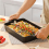 Living And Home Pre-seasoned Rectangular Cast Iron Roasting Pan Baking Tray Lasagna Baked Beef 1