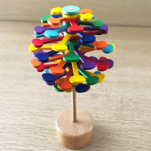 Solid Wooden Rotating Lollipop Feys Number Series Creative Ornament Decompression Toy Stress Reliever Gyroscope
