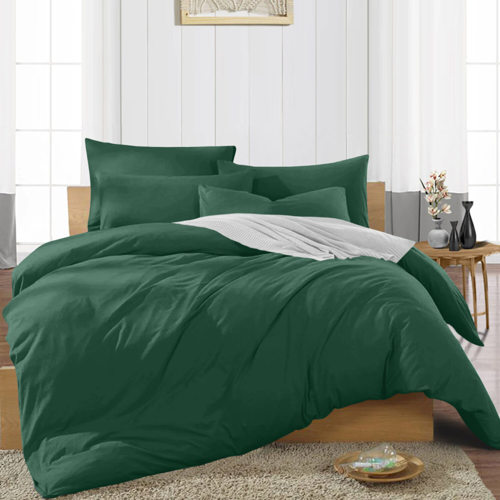 (GREEN, DOUBLE) Plain Duvet Cover 3PC Quilt Covers Set