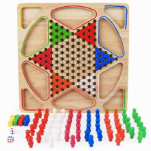 2 in 1 Double-Faced Wooden Chinese Checkers Flying Ludo Board Set Kid Family To Family Board Game Specially