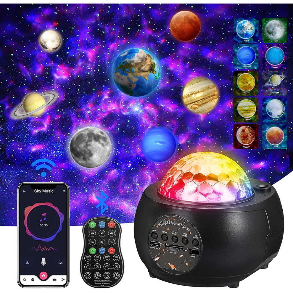 LED Galaxy Star Projector Light Ceiling Starry Night Planets Space Music Lamp