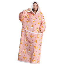 (A22) Slouchy Hooded Slouchy Blanket Sweatshirt Women Warm Sleepwear