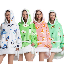 (A30) Slouchy Hooded Slouchy Blanket Sweatshirt Women Warm Sleepwear