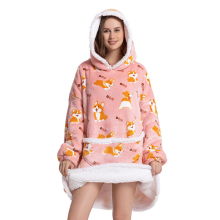 (A7) Slouchy Hooded Slouchy Blanket Sweatshirt Women Warm Sleepwear