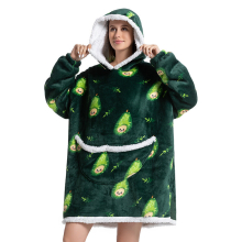 (A6) Slouchy Hooded Slouchy Blanket Sweatshirt Women Warm Sleepwear