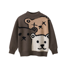 (Coffee, 100CM) Christmas Children's Sweater Bear Knit Sweater Baby Boy Clothes Gift