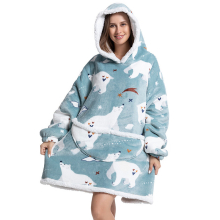 (A11) Slouchy Hooded Slouchy Blanket Sweatshirt Women Warm Sleepwear