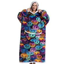 (A18) Slouchy Hooded Slouchy Blanket Sweatshirt Women Warm Sleepwear