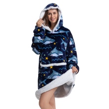 (A15) Slouchy Hooded Slouchy Blanket Sweatshirt Women Warm Sleepwear