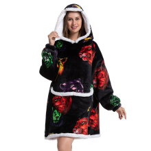 (A2) Slouchy Hooded Slouchy Blanket Sweatshirt Women Warm Sleepwear