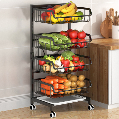 Living And Home 4-Tier Vegetable Fruit Storage Rack, Rolling Cart with Wheels