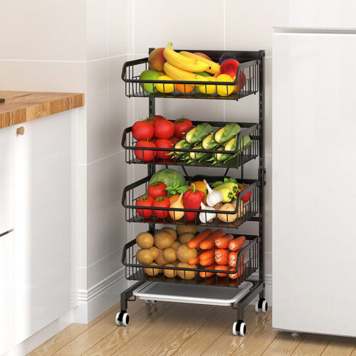 Living And Home 4-Tier Vegetable Fruit Storage Rack, Rolling Cart with Wheels 2
