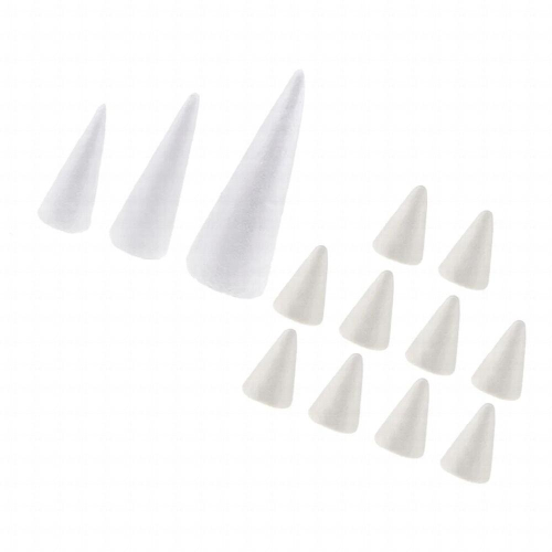 Foam Cones for crafts (13-Pack) Polystyrene, Assorted 4 Sizes 1500mm 2500mm 2