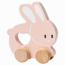 Natural Wooden Rabbit/Bear With Wheels Pulling Toys Wooden Toys Childrens Pulling Toys Wooden Animal Pushing And Pulling Toys