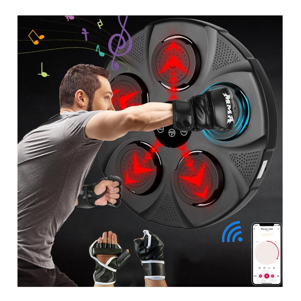 (Have gloves) Smart electronic music boxing machine, wall-mounted boxing machine, smart boxing target exercise machine for home, indoor and gym