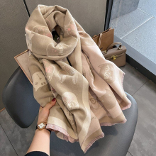 (Khaki) New Fashion Scarf Girls Winter Thickened Students Warm Scarf Cat Theme