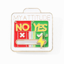 My Attitude Lapel Pin Metal Jewelry Brooch for Friends Kids (White)