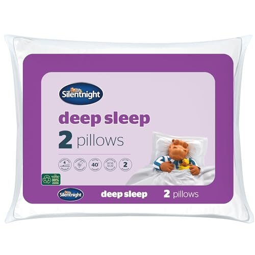 Silentnight Silentnight Deep Sleep Pillows 2 Pack ? Medium Support Comfortable Hollowfibre Bed for Front, Back and Side Sleepers Machine Washable Hypoallergenic