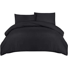 Utopia Bedding Duvet Cover Double with Pillow cases - Soft Microfibre Polyester - Bedding Quilt Cover Set (Black)