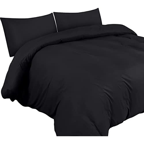 Utopia Bedding Duvet Cover Double with Pillow cases - Soft Microfibre Polyester - Bedding Quilt Cover Set (Black) 1