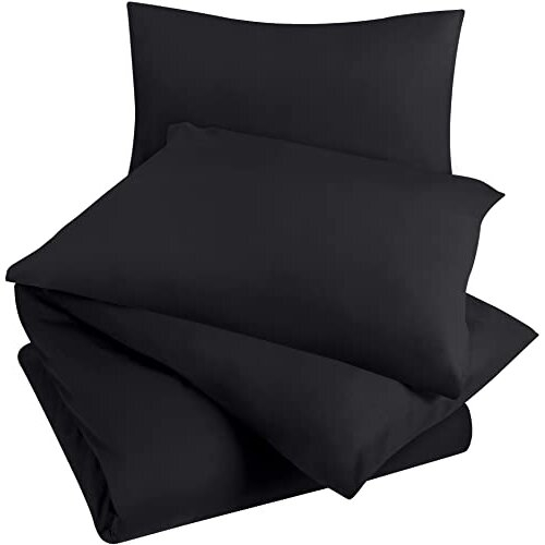 Utopia Bedding Duvet Cover Double with Pillow cases - Soft Microfibre Polyester - Bedding Quilt Cover Set (Black) 2