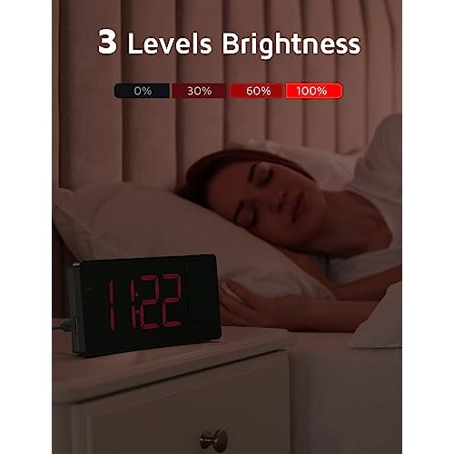 Projection Alarm Clocks Bedside, Digital Clock with 180? Rotatable