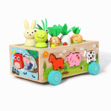 Radish Pulling Toy Wooden Learning Toy Multifunctional Wooden Farm Car Toy Sets for Toddlers Enhancing Shape Cognition Pairing