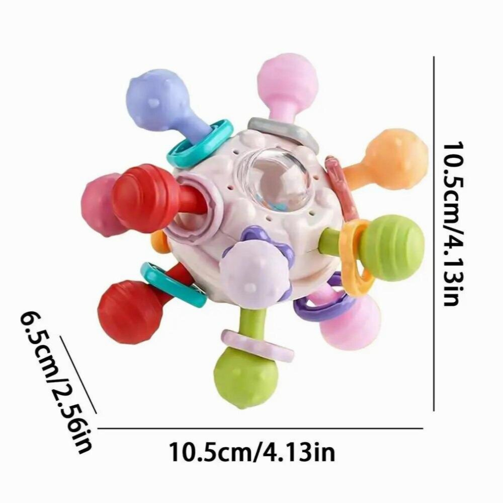 Ball Rattle And Sensory Teether Toy Silicone Sensory Teething Ball Toys Educational Grasping Activity Toy Colorful Gift For