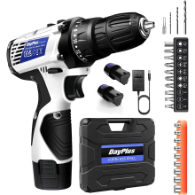 UK Standard 21V Cordless Drill Set with 2 Batteries, 29-Piece Bit Kit, LED Light, Carry Case — 25+1 Torque, 2-Speed (0-400/0-1400 RPM), 45 N.m