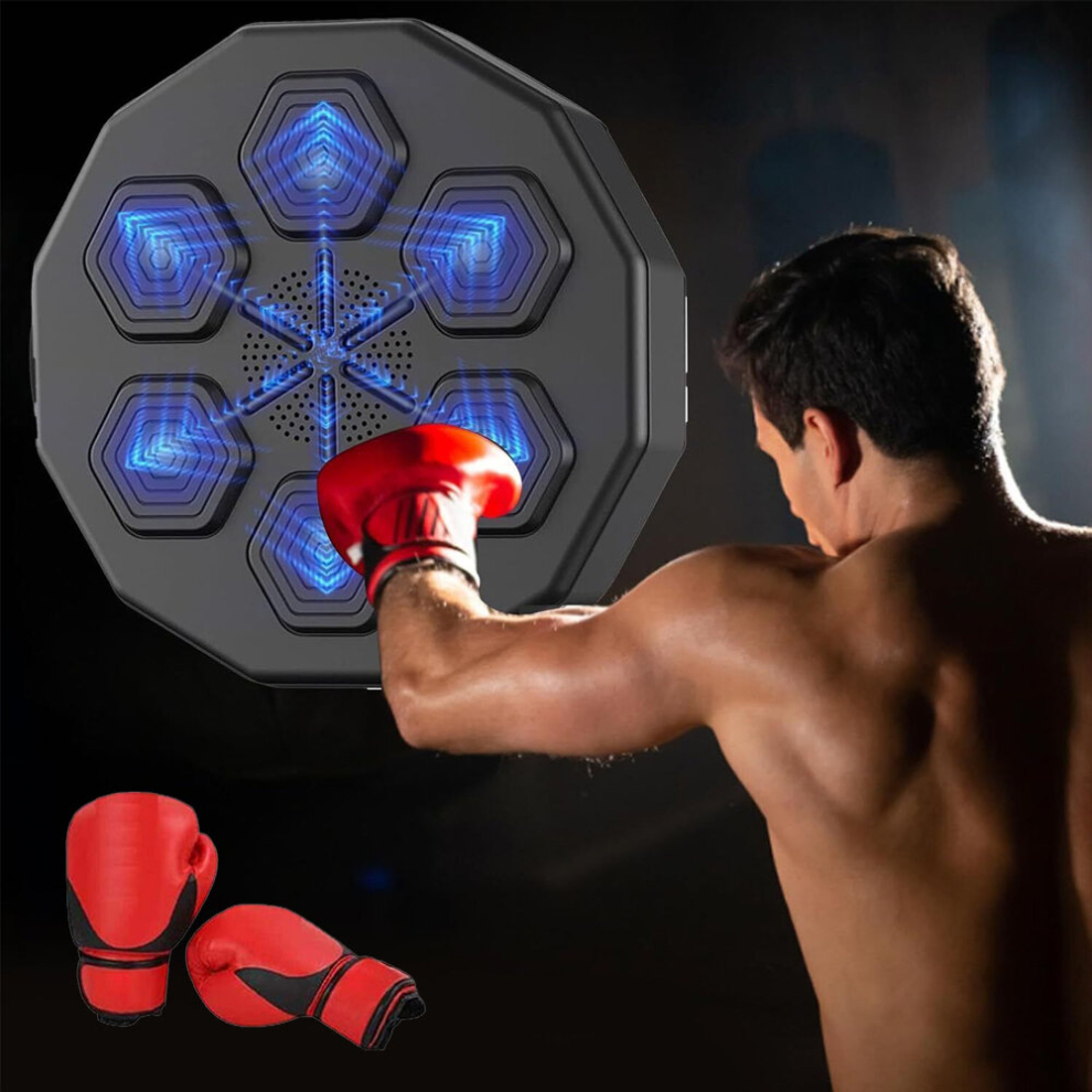 Music Boxing Machine Wall Mounted Boxing Workout with Adult Gloves and Interchangeable Music Function for Stress Relief, Boxing Training
