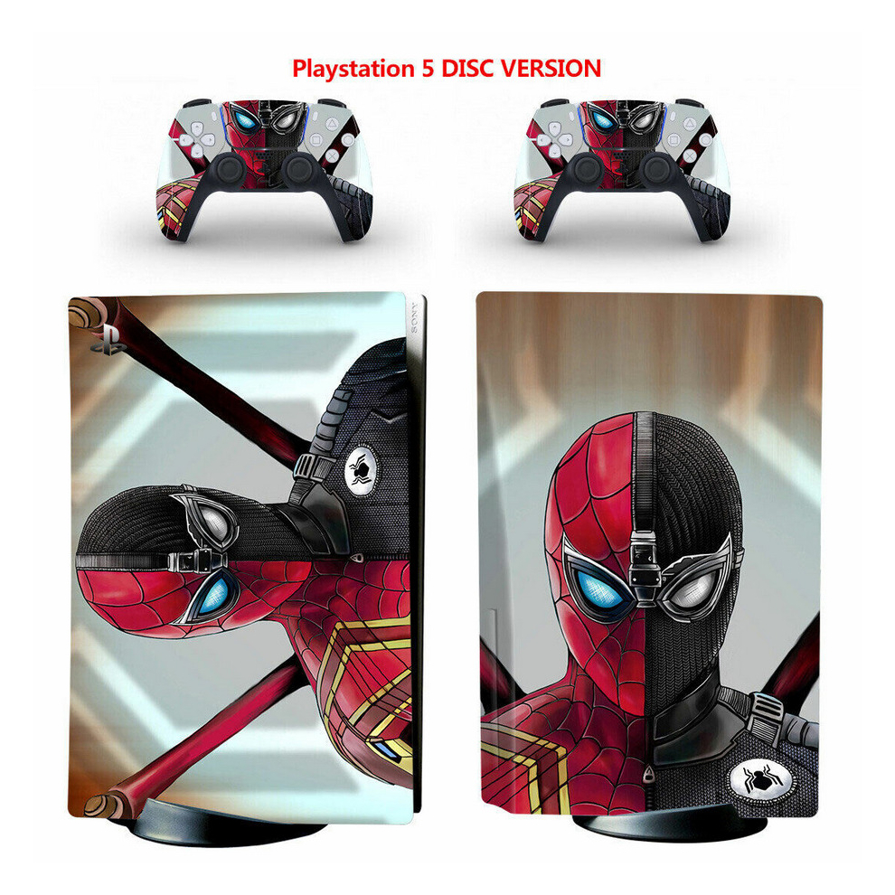 Newjass Skin Sticker For Ps5 Console Controller Disc Version Vinyl Cover Spiderman
