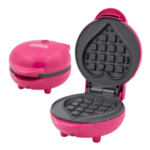 Global Gizmos 37619 Mini Heart Waffle Maker / Non-Stick Plate / Safe Cool Touch Handles / Compact Belgian & American Waffle Machine / 550W Power