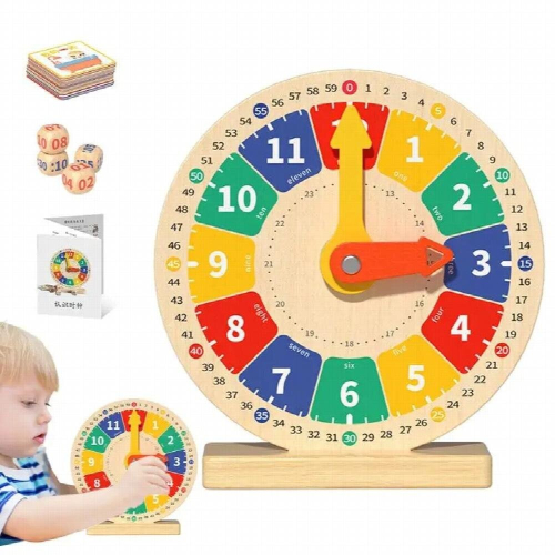 Computer Clock Toy Wooden Clock Toy Safe Multifunctional Wood Clock Toy Desktop Decor ...