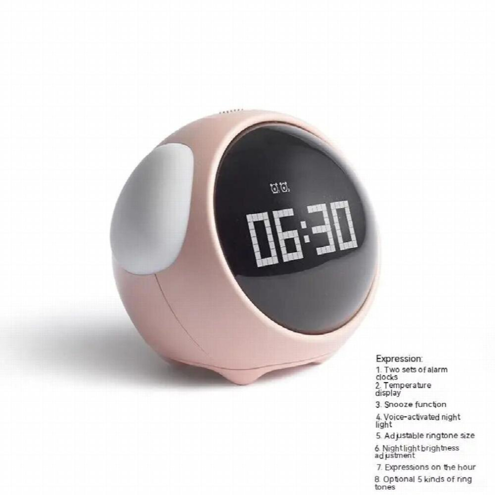 Hbk Expression Alarm Clock Creative Voice Control Night Light Usb Charging Childrens Cartoon Bedside Multi-functional Alarm Clo