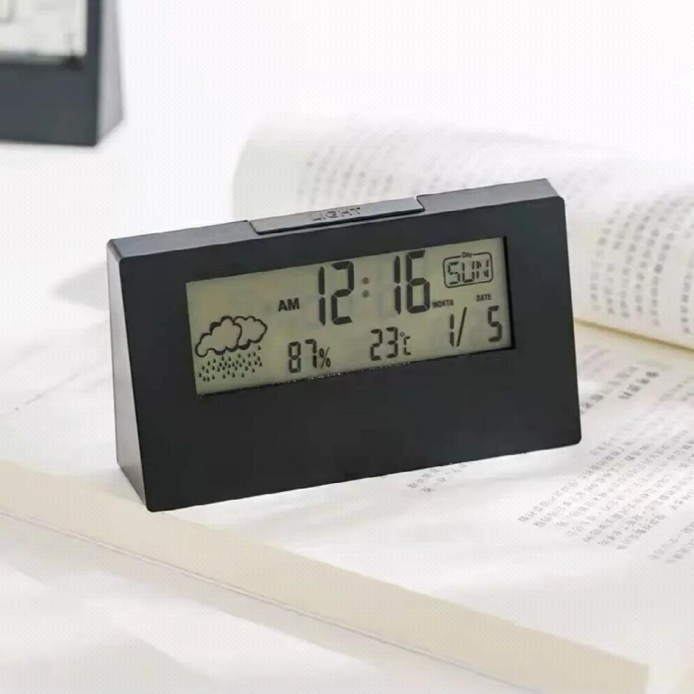 LCD Kids Bedside Table Clock Creative Digital Clock Multi-functional Weather Electronic Alarm Clock with Temperature Humidity