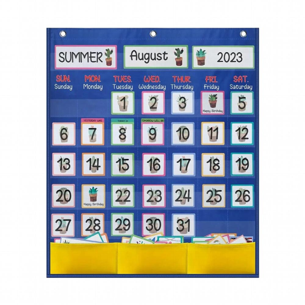 Monthly Calendar Pocket Chart Classroom Organized Chart for Home ...