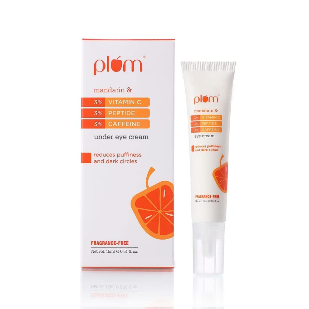 Plum 3% Vitamin C 3% Peptide & 3% Caffeine Eye Cream - Mandarin | 15ml