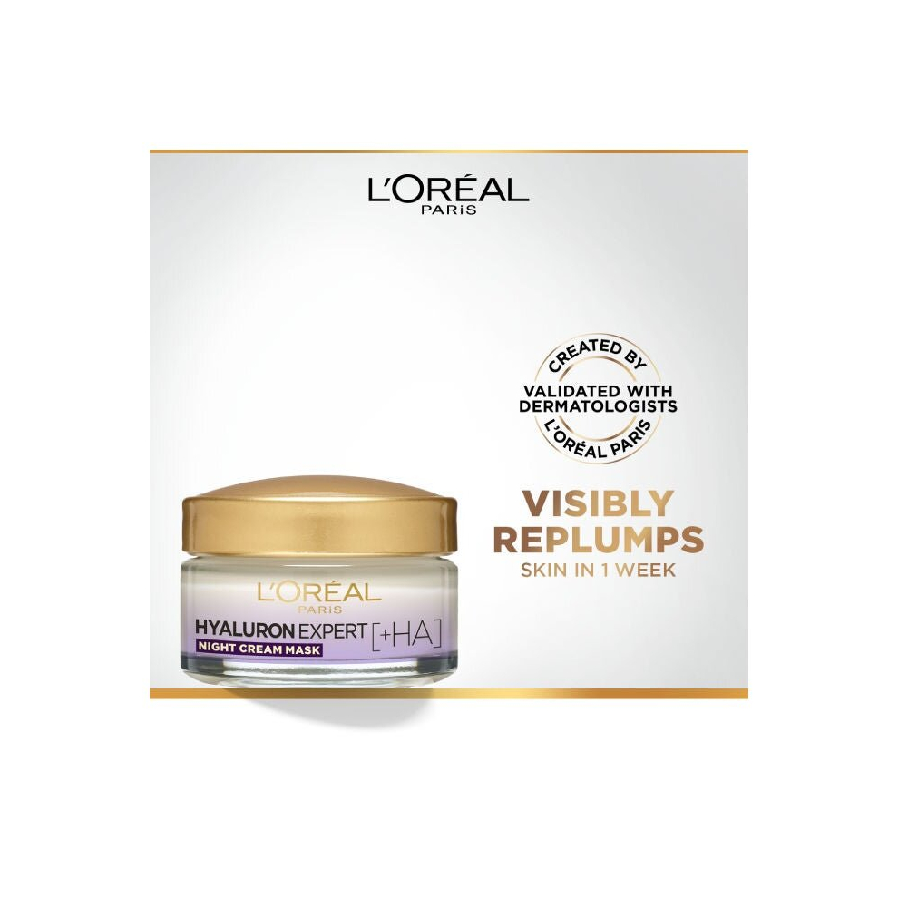 Loreal Paris Hyaluron Expert Replumping Night Cream 24H Intense hydration- Smooths fine lines Clear 50ml